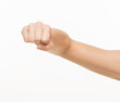 © serhii - female hand shows gestures on a white background isolated.number direction fist approval