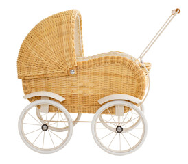 Vintage baby buggy isolated on white background