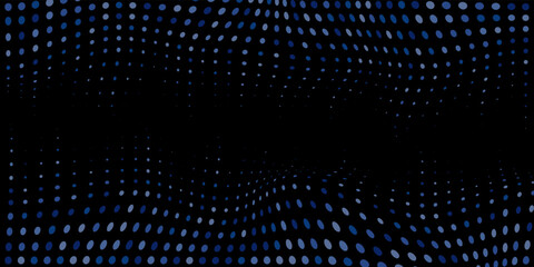 Wall Mural - Abstract background of bluish polka dots on black background