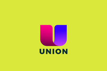 Poster - letter u logo ribbon design vector template. monogram logotype concept icon.