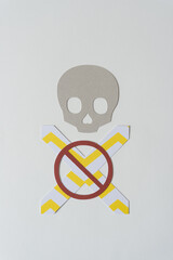 Wall Mural - small paper skull with X and cancel symbol