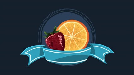 Poster - fresh orange citrus fruit animation