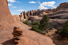 Rock Cairn Marking A Sand Stone Trail In Arches