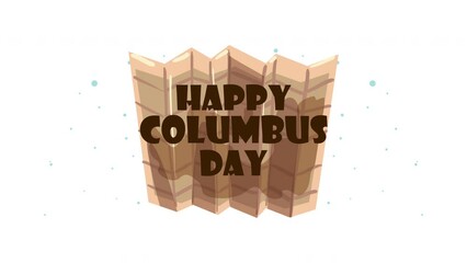 Wall Mural - happy columbus day lettering animation