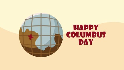 Canvas Print - happy columbus day lettering animation