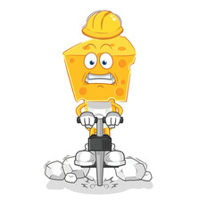 Poster - cheese head drill the ground cartoon character vector