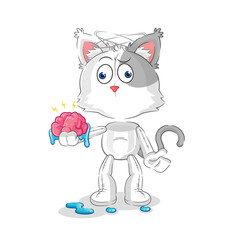 Wall Mural - cat no brain vector. cartoon character