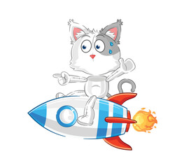 Poster - cat ride a rocket cartoon mascot vector