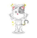 Fototapeta Miasto - cat dizzy head mascot. cartoon vector