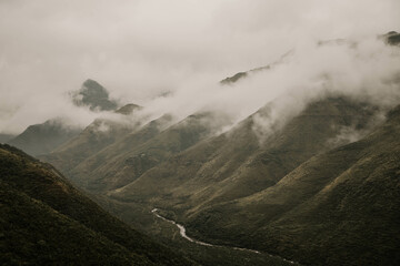 misty cloudy mountains in lesotho africa