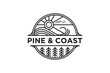 © 21graphic - Pine tree coast beach logo design line style emblem badge