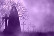A devil standing on graveyard in horror night