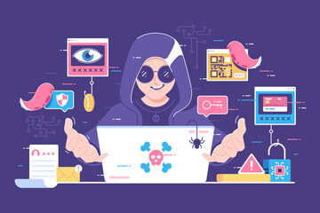 mysterious hacker concept illustration design