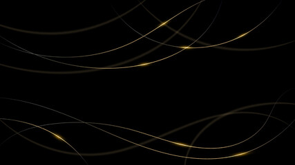 Wall Mural - Modern luxury golden wave lines on black background