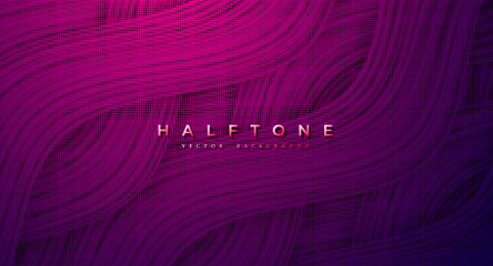 Poster - Halftone dotted a purple background. Modern Polka dot style texture. Trendy halftone dot pattern.