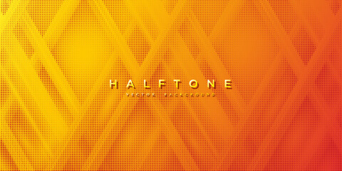 Poster - Halftone dotted a orange background. Trendy Polka dot style texture. Abstract halftone dot pattern