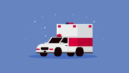 Wall Mural - city emergency service with ambulance animation