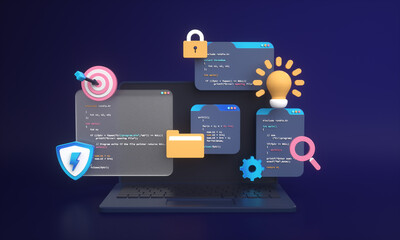 web development programming code or app development and web design on computer for seo optimization 