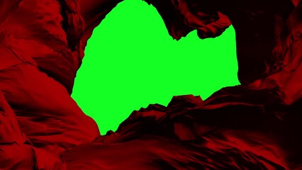 Wall Mural - Red wavy background. Green Screen