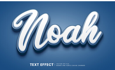 Poster - Editable 3d blue noah text effect. Script fancy font style perfect for logo, title or heading	