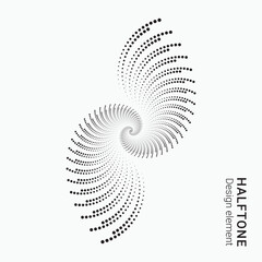 Poster - Halftone logo. Circular dotted logo isolated on the white background. Garment fabric design. Halftone circle dots texture. Vector design element for various purposes.
