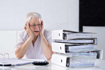 Poster - Unhappy Female Accountant With Folders Working