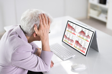 Poster - Financial Loss Data. Businesswoman With Stock Loss