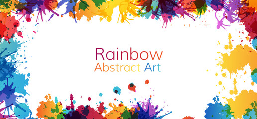 Wall Mural - rainbow abstract creative banner from paint splashes.