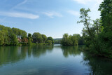Fototapeta Krajobraz -  Marne river and mouth of the Morbras river in Bonneuil-sur-Marne city. Grand Paris area