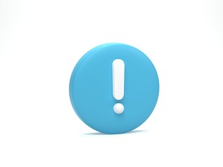Fototapete - 3D rendering, 3D illustration. Exclamation mark symbol. Attention or caution sign icon isolated on white background. Hazard warning concept