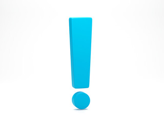 Fototapete - 3D rendering, 3D illustration. Exclamation mark symbol. Attention or caution sign icon isolated on white background. Hazard warning concept