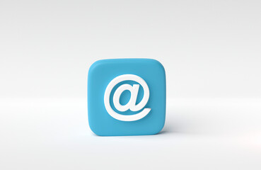 Poster - Email icon on button isolated over white background. Internet communication application concept. 3D rendering, 3D illustration.