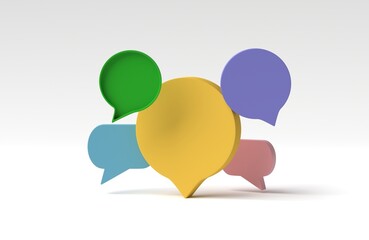 Poster - Minimal bubble talk or comment sign symbol on white background. concept of social media messages. 3D render, 3D illustration.