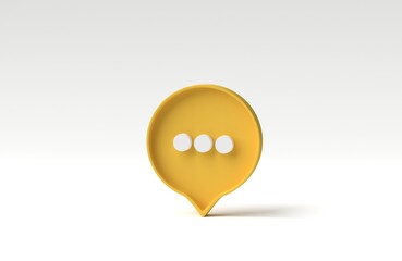 Poster - Minimal bubble talk or comment sign symbol on white background. concept of social media messages. 3D render, 3D illustration.