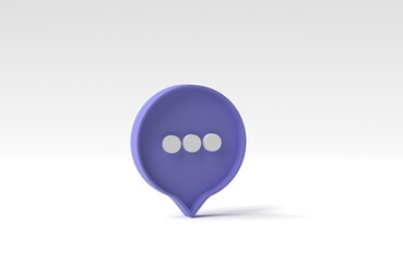 Poster - Minimal bubble talk or comment sign symbol on white background. concept of social media messages. 3D render, 3D illustration.