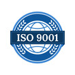 © YnJStudio - ISO international standard organization 9001 business style brand logo icon with laurel leaf globe earth icon.