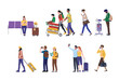 © rexandpan - Holiday vacation, set of tourist characters. Vector