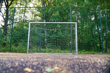 Wall Mural - Soccer gate on the field in park.