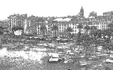 Line Art Of Ajaccio City, Sketch, Vector Illustration Of France