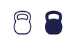 kettlebell icon on white, line and solid design