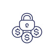 locked funds line icon on white