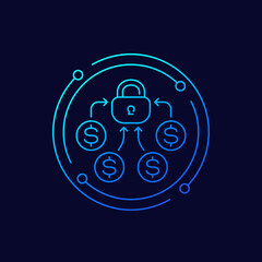 Poster - locked funds icon, linear design