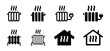 Heater electric equipment vector icon set. House temperature control symbol. Heating radiator system for home appliance illustration.