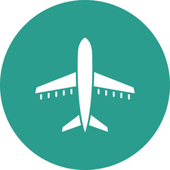 Poster - Airplane Glyph Circle Background Icon