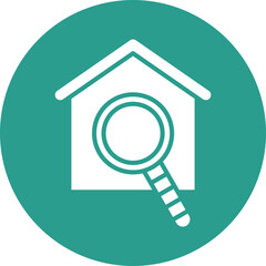 Sticker - Search House Glyph Circle Background Icon