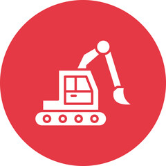 Canvas Print - Excavator Glyph Circle Background Icon