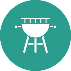 Poster - BBQ Grill Glyph Circle Background Icon