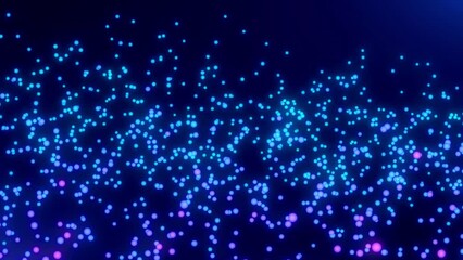 Wall Mural - abstract multicolored neon glow dots floating in black background