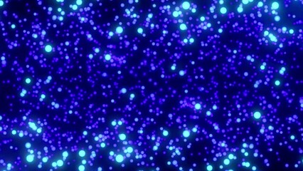 Wall Mural - abstract multicolored neon glow dots floating in black background