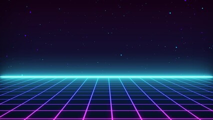 Aufkleber - Retro style 80s Sci-Fi Background Futuristic with laser grid landscape. Digital cyber surface style of the 1980s.